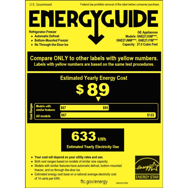 GE 27 cu ft French-Door Refrigerator with Internal Water Dispenser