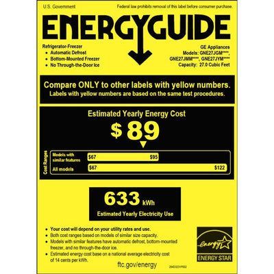 GE 27 cu ft French-Door Refrigerator with Internal Water Dispenser
