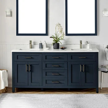 Lakeview 36 Inch Blue Bathroom Vanity with Cultured Stone Top