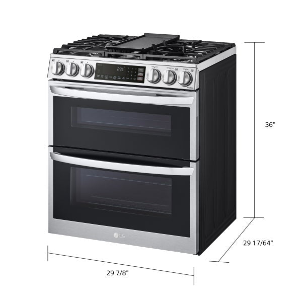 LG 30-inch Smart Gas Double Oven Range with Air Fry