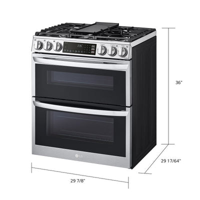 LG 30-inch Smart Gas Double Oven Range with Air Fry