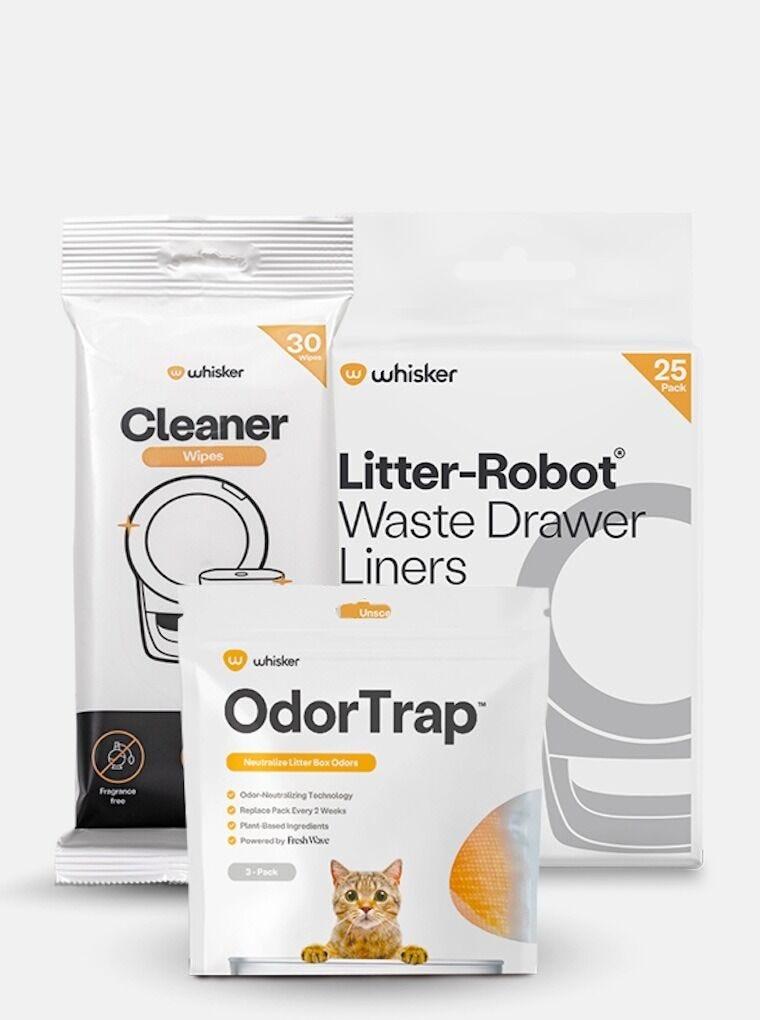 Quiet Self-Cleaning Reconditioned Litter-Robot 4 Bundle for Multiple Cats Odor Control