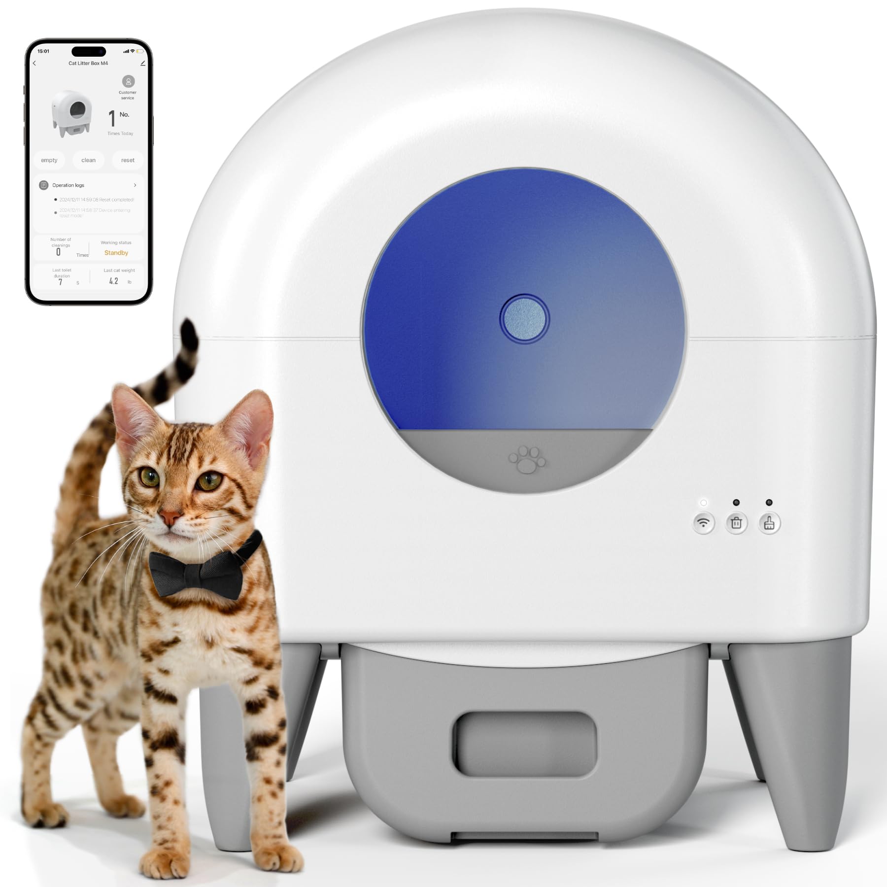 Cumrige M4 Smart Self-Cleaning Litter Box for Multi-Cat Homes, Odor Control