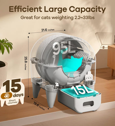 Cumrige M4 Smart Self-Cleaning Litter Box for Multi-Cat Homes, Odor Control