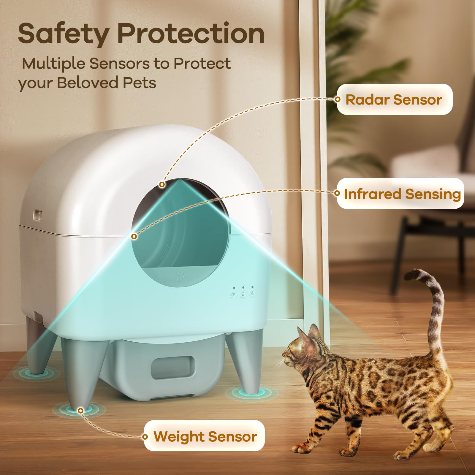 Cumrige M4 Smart Self-Cleaning Litter Box for Multi-Cat Homes, Odor Control