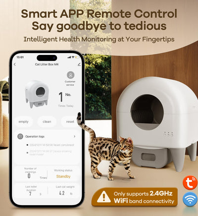 Cumrige M4 Smart Self-Cleaning Litter Box for Multi-Cat Homes, Odor Control