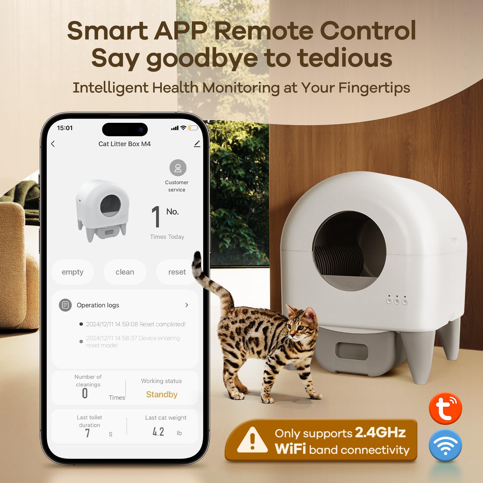 Cumrige M4 Smart Self-Cleaning Litter Box for Multi-Cat Homes, Odor Control