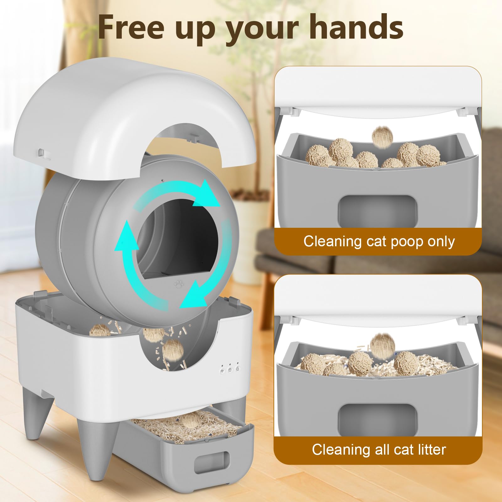 Cumrige M4 Smart Self-Cleaning Litter Box for Multi-Cat Homes, Odor Control